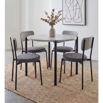 Stalas + 4 kėdės SERENADA (G019-01-15 Grey Marble/378-26 Pilkas) NAUJIENA